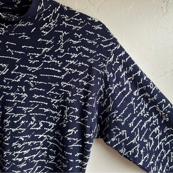 90s Navy MixIt Blue Mock Turtleneck Long Sleeve Cotton Form Fitting Dress Size M - Picture 6 of 8